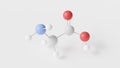glycine molecule 3d, molecular structure, ball and stick model, structural chemical formula amino acid