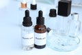 Glycolic acid in a bottle, chemical ingredient in beauty product