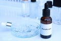 Glycolic acid in a bottle, chemical ingredient in beauty product