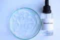 Glycolic acid in a bottle, chemical ingredient in beauty product