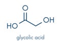 Glycolic acid hydroacetic acid molecule. Skeletal formula.