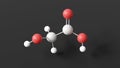 glycolic acid molecule, molecular structure, hydroxyacetic acid, ball and stick 3d model, structural chemical formula with colored