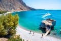 Glyka Nera beach Sweet Water or Fresh Water. View of the remote and famous Sweet Water Beach in south Crete.