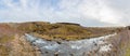 Glymur waterfall in Iceland panorama of river behind the fall during autumn Royalty Free Stock Photo