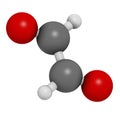 Glyoxal dialdehyde molecule. Present in fermented food and beverages. Many applications in chemical industry