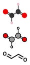 Glyoxal dialdehyde molecule. Present in fermented food and beverages. Many applications in chemical industry