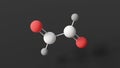glyoxal molecule, molecular structure, dialdehyde, ball and stick 3d model, structural chemical formula with colored atoms
