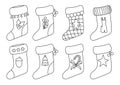 Glyph Christmas sock Santa boot stockin vector set