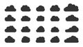 Glyph cloud shape weather bubble icon vector set
