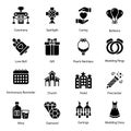 Glyph Icons of Love and Valentine