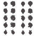 Glyph icons of people heads in different ages and gender
