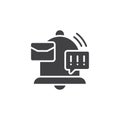 Glyph Notification icon vector with email and exclamation mark Royalty Free Stock Photo
