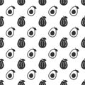 Black avocado seamless pattern background.