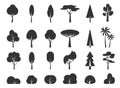 Glyph silhouette tree bush icon forest vector set