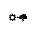 Glyph Style Gear to Cloud with Lightning Icon Represents Data Processing Concept Royalty Free Stock Photo