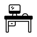 A glyph style icon of tidy workspace area Royalty Free Stock Photo