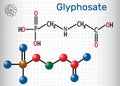 Glyphosate molecule. It is a broad-spectrum systemic herbicide.