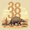 Glyptodon Walking in Desert Landscape Illustration Royalty Free Stock Photo