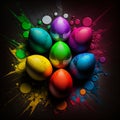 GlÃÂ¼hbirne mit bunten Farben Farbexplosionen