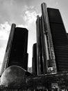 The GM Renaissance Center was built in the 1970`s and is a hallmark of Detroit, Michigan - USA Royalty Free Stock Photo