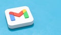 Gmail App Icon on Blue Background with Copy space Royalty Free Stock Photo