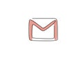 Gmail logo icon in one continuous line hand drawn minimalist design. Gmail is a free email service developed by Google. Popular