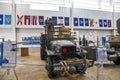 A 1941 GMC CCKW 353 truck with statues of soldiers inside at USS Alabama Battleship Memorial Park in Mobile Alabama