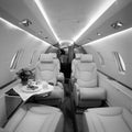 Switzerland: A luxury interior design of a private aircraft at ZÃÂ¼rich airport Royalty Free Stock Photo