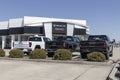 GMC Sierra 1500 AT4, Denali and SLT display. The GMC Sierra 1500 is available in a variety of models and exterior packages Royalty Free Stock Photo