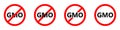 GMO ban icon. GMO is prohibited. Stop GMO icon. Vector illustration Royalty Free Stock Photo