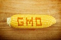 GMO Corn Maize Cob on wooden background Royalty Free Stock Photo