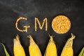 Gmo food concepts with many gold corn
