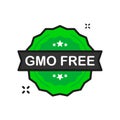 GMO FREE badge green Stamp icon in flat style on white background. Vector illustration.