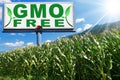 GMO Free - Billboard in a Corn Field Royalty Free Stock Photo