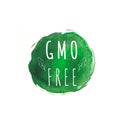 GMO free. Eco, organic food labels. Green abstract hand drawn watercolor background. Natural, organic food, bio, eco Royalty Free Stock Photo