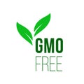 GMO free green leaf healthy food vector label icon Royalty Free Stock Photo