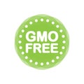 Gmo free green stamp in flat style on white background. Vector illustration.