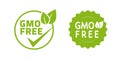 Gmo free icon vector seal green stamp graphic for food product label sticker, idea of organic natural healthy eco meal badge