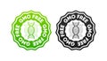 GMO Free icons. The concept of healthy natural organic food. Stamps in various designs. Food packaging decoration Royalty Free Stock Photo