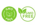 GMO free icons. Non GMO labels. Healthy organic food concept. No GMO design elements for tags, product packag, food