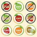 GMO Free Non GMO guarantee tag label emblem sticker red green ap Royalty Free Stock Photo