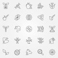 Gmo outline icons set - vector genetic engineering symbols