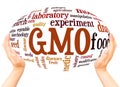 GMO word cloud hand sphere concept Royalty Free Stock Photo