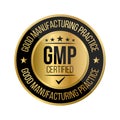 GMP Certified Badge, Good Manufacturing Practice Certified Stamp, GMP Approved Label, Packaging Design Elements, Supplement, GMP