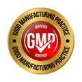 GMP Certified Badge, Good Manufacturing Practice Certified Stamp, GMP Approved Label, Packaging Design Elements, Supplement, GMP