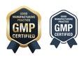 GMP certified badge. Good manufacturing practices