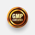 GMP certified gold label, 3d gmp certified logotype