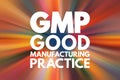 GMP - Good Manufacturing Practice acronym, business concept background