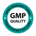 gmp quality good manufacturing practiced certification stamp on white Royalty Free Stock Photo