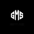 GMS letter logo design with polygon shape. GMS polygon and cube shape logo design. GMS hexagon vector logo template white and Royalty Free Stock Photo